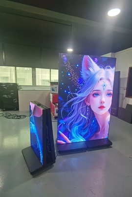 P1.86 Dudukan Lantai Tampilan LED GOB Poster Lipat untuk pameran bandara hotel pusat perbelanjaan